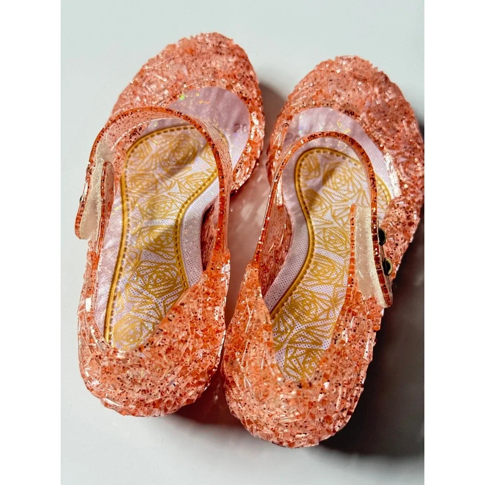 Toddler Girls Pink Glitter Jelly Mary Jane Flats Shoes Size 26 NO-555 Sparkle